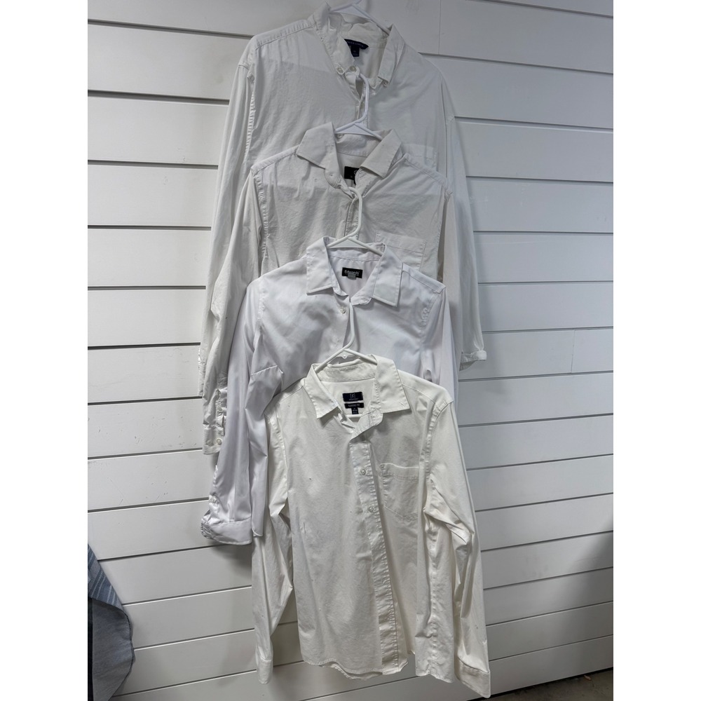 Bundle 4 White Long Sleeve Button Down Waitress Service Shirts George